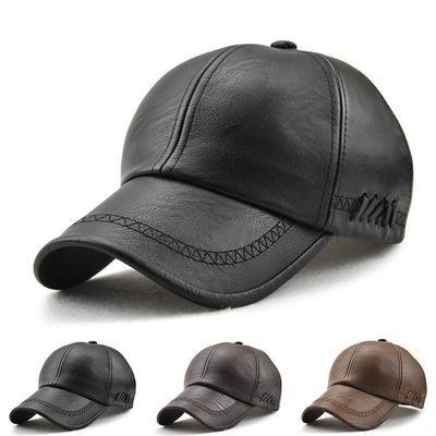 Classic Leather Dad Cap Men Vintage Baseball Hat Winter Autumn Outdoor Wind Proof Warm Cycling Men Driving Trucker Hats Golf Caps