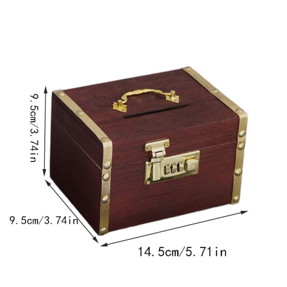 Chinese Style Wooden Savings Tank Retro Password Lock Money Box Money Tank  Gift