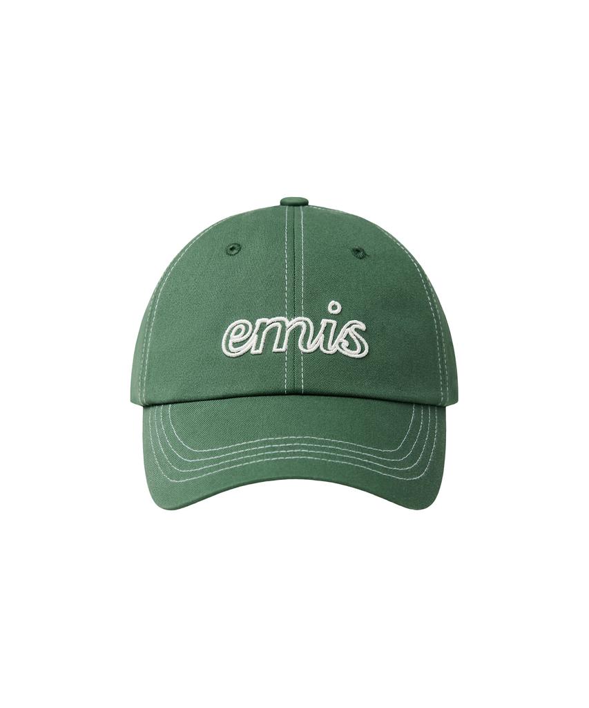 Imiseu Lettering Logo White Stitch Ball Cap-Green