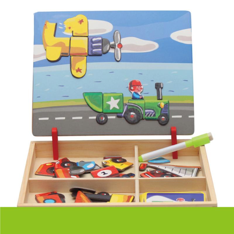 Magnetic  Puzzle Wooden Early Education Magnetic Drawing Board Toy For 1-6 Years Old Children