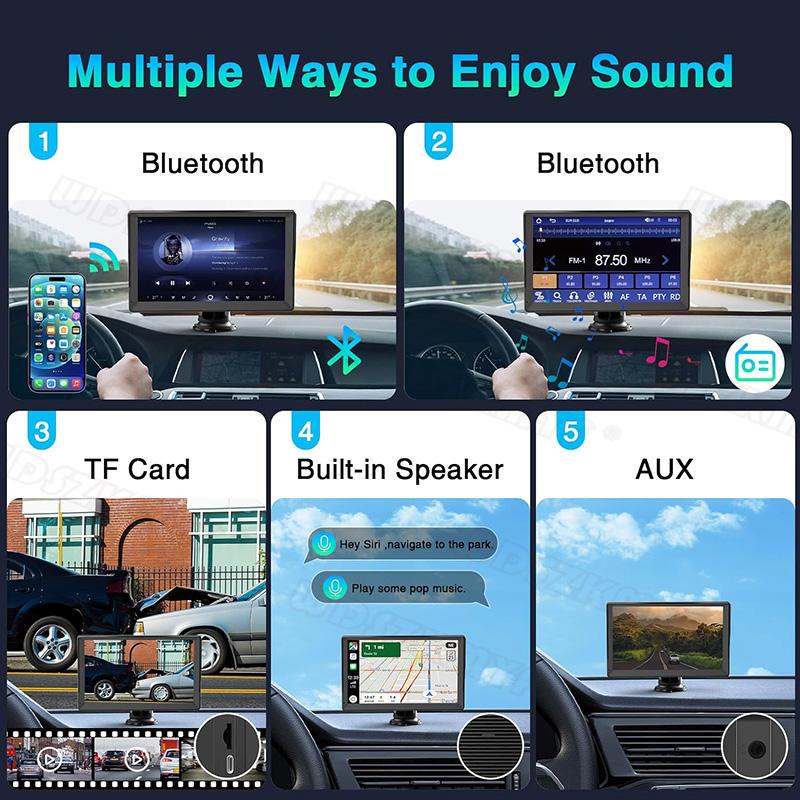 7 Inch Portable Car Radio Multimedia Video Player Wireless CarPlay Android Auto Bluetooth Car Touch Screen Rear View Camera