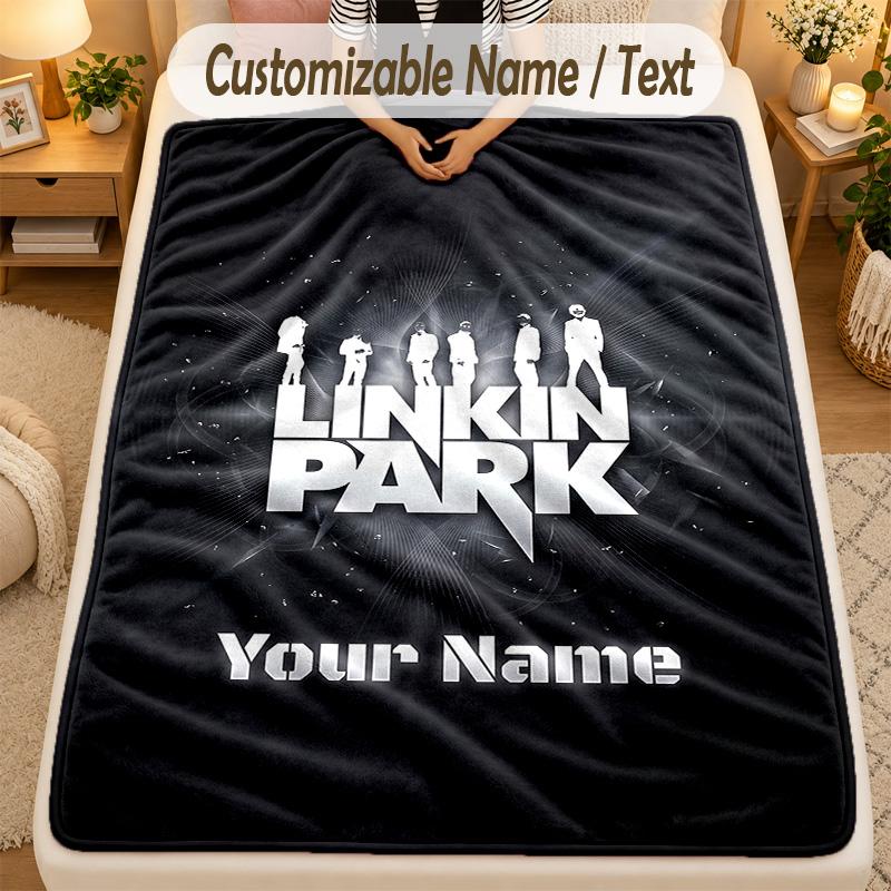 Flannel BlanketLinkin Park Custom Name Text Personalized Soft Warm Throw Blanket Home Decor Gift