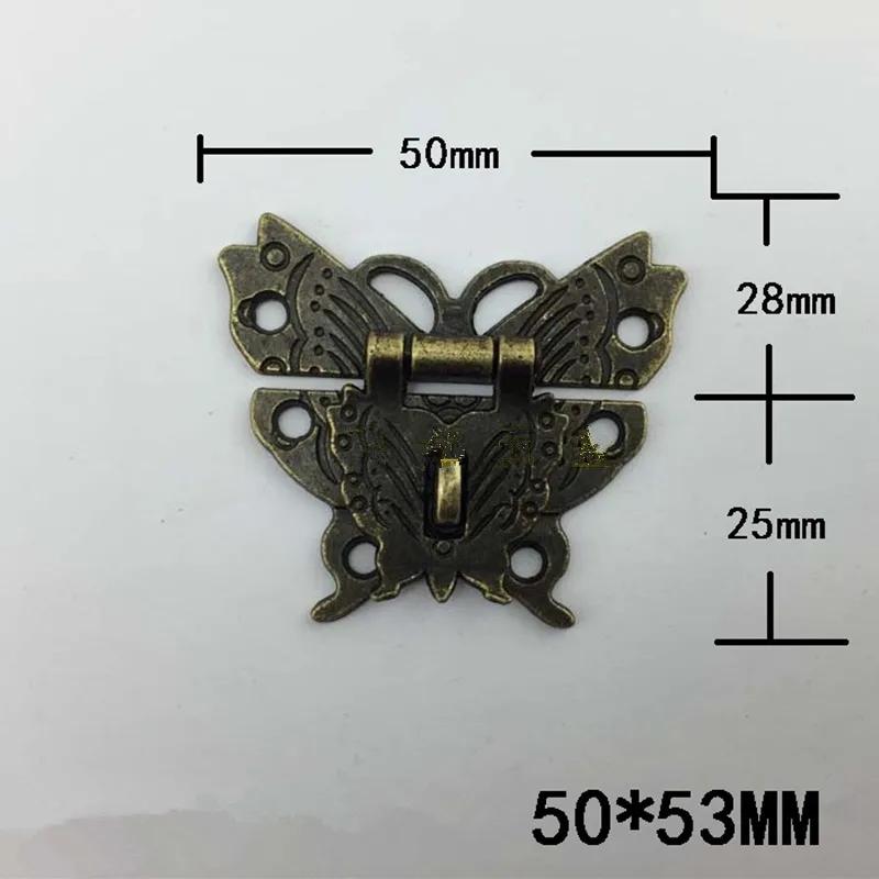 10PC Antique Alloy Butterfly Buckle Hasp Hasp Wooden Wine Box With Lock Buckle Padlock Hardware,Home Improvement,50*53mm