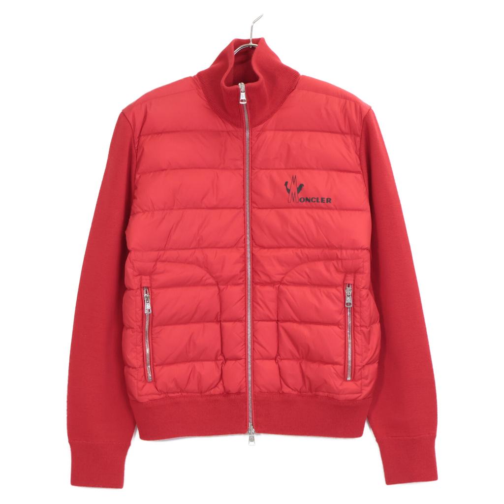 Moncler 2019 Red Wool X Nylon MAGLIONE TRICOT CARDIGAN Down Jacket Jacket M RedUsed