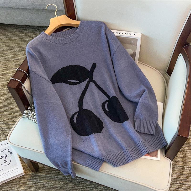 Plus Size Women's Loose Knit Round Neck Pullover Sweater - Fits Bust 150/160 cm, 200-350 Jin