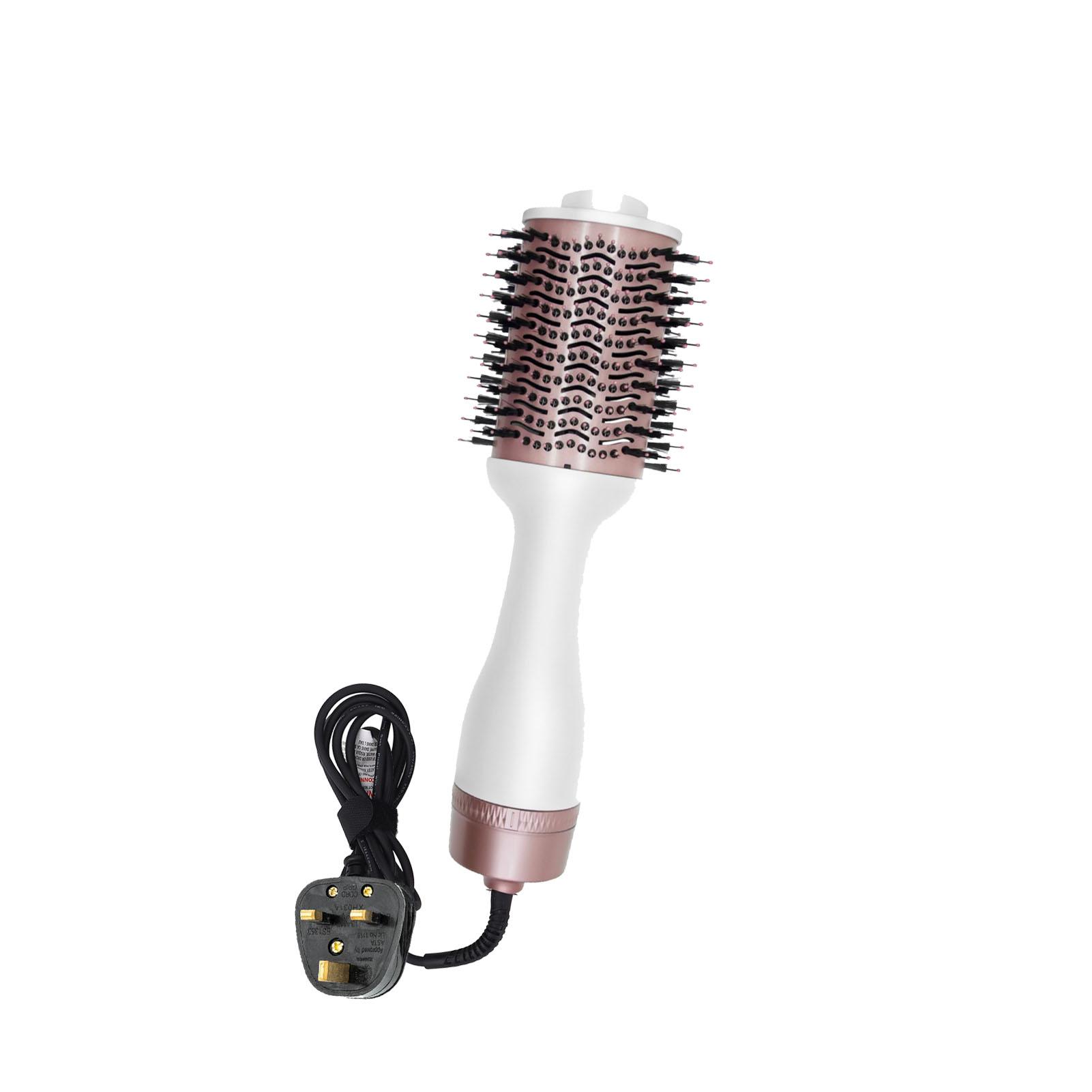 

White 2 in 1 Hair Dryer Brush Negative Ion Volumizing Straightener Blow Dryer Brush for Travel GB Plug