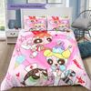 Set Biancheria da Letto Illustrazioni Powerpuff Girls, 1 Copripiumino & 2 Federe, Decorazione Artistica per la Casa, Regalo Perfetto