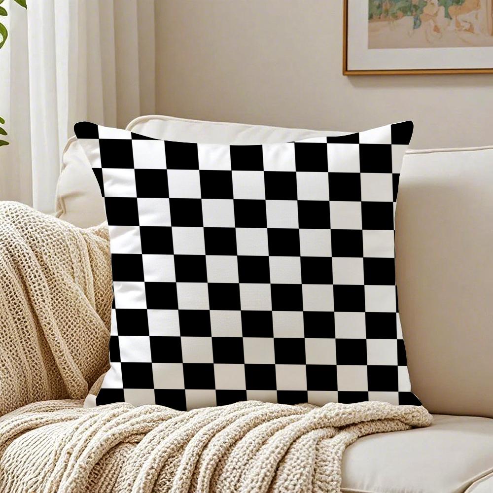 Fashion Checkerboard Plaid Classic Trendy Textile Cushion Cover Pillowcase Antidustmite Living Room Sofa Decor Cushion Room