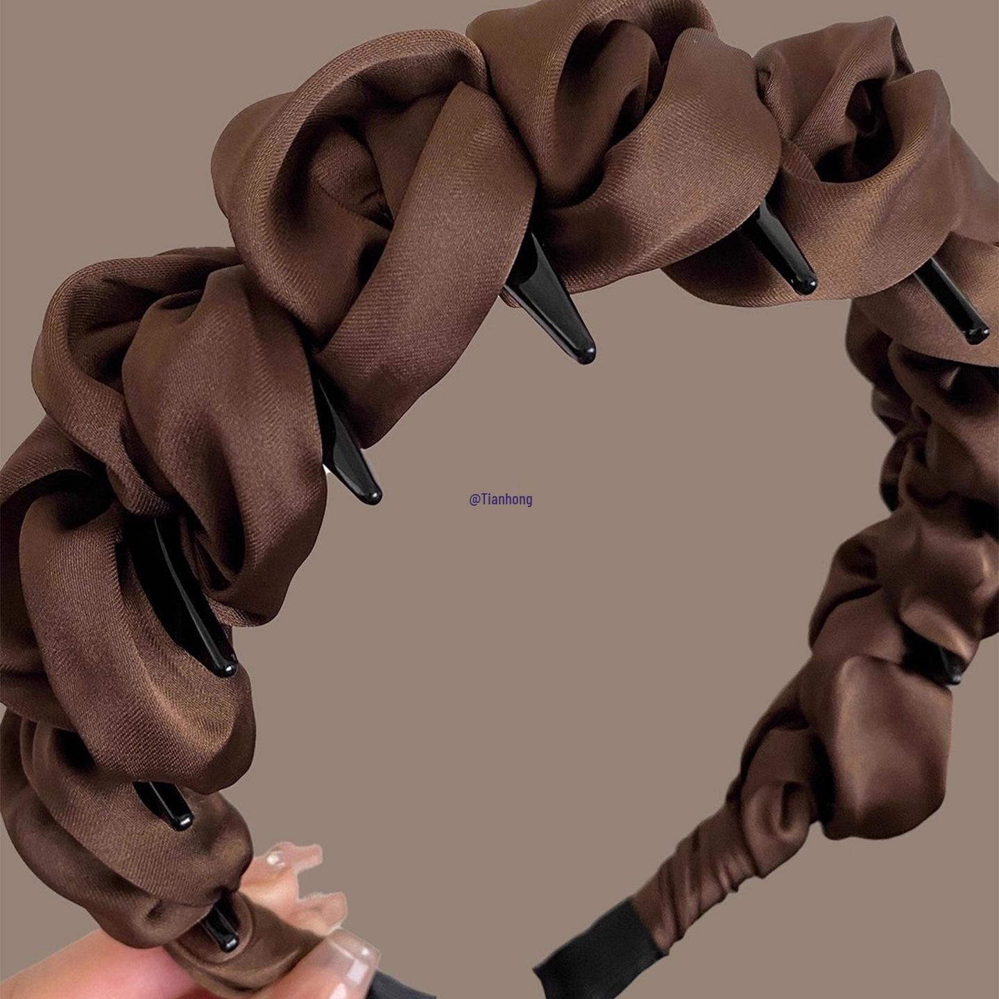 

Women s Light Luxury Fluffy Volume Boost Headband, Versatile Solid Color Hair Accessory Brown Tooth Comb Headband