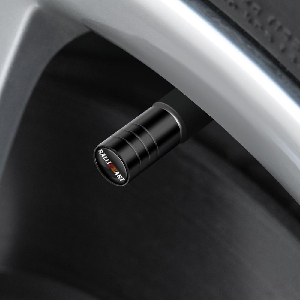 rvcr3 4Pcs Metal Car Wheel Tire Stem Valve Caps Auto Accessories For Mitsubishi 9 Ralliart X EX ASX L200 Colt Outlander Pajero Lancer