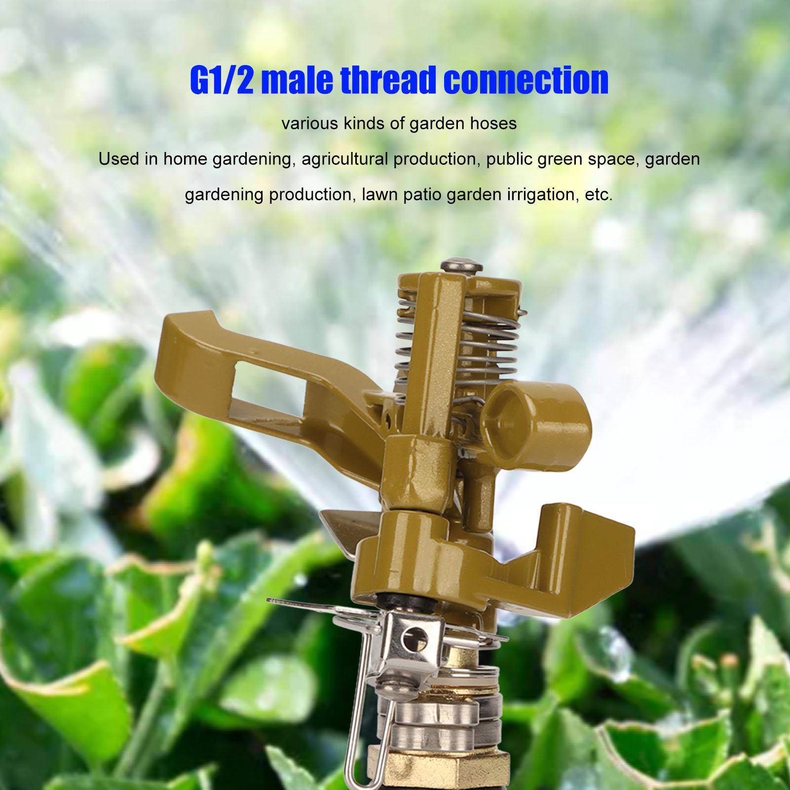 G1/2 Thread Watering Sprinkler Head 360 Degree Automatic Rotation 15m Range For Lawn Patio Garden Irrigation Sprinkler Head