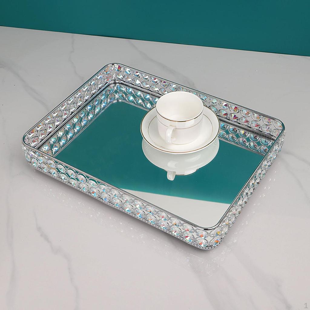 Dekorative Spiegel Tablett Eitelkeit Schmuck Organizer Schimmernde Nicht Slip Serving Parfüm für