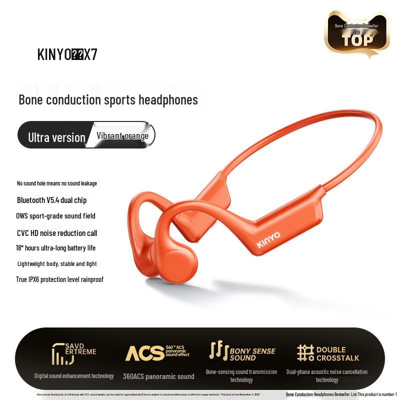 X7 Bone Conduction Headphones for Running & Swimming: No Ear Hooks, Long Battery Life, No Sound Leakage, Bluetooth Connectivity.
