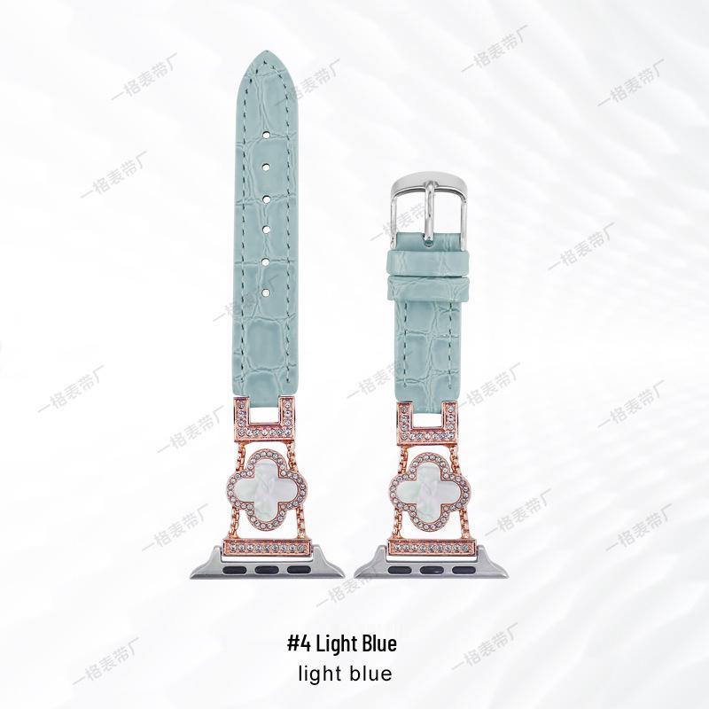 Vierblättriges Kleeblatt Lederarmband für Apple Watch (Kompatibel mit iWatch Serie 5-10) - Damenmode Uhrenarmband