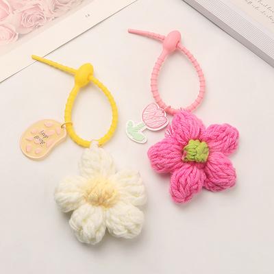 Color Knit Flower Keyrings Cute Creative Keychain Bag Pendant Decorations