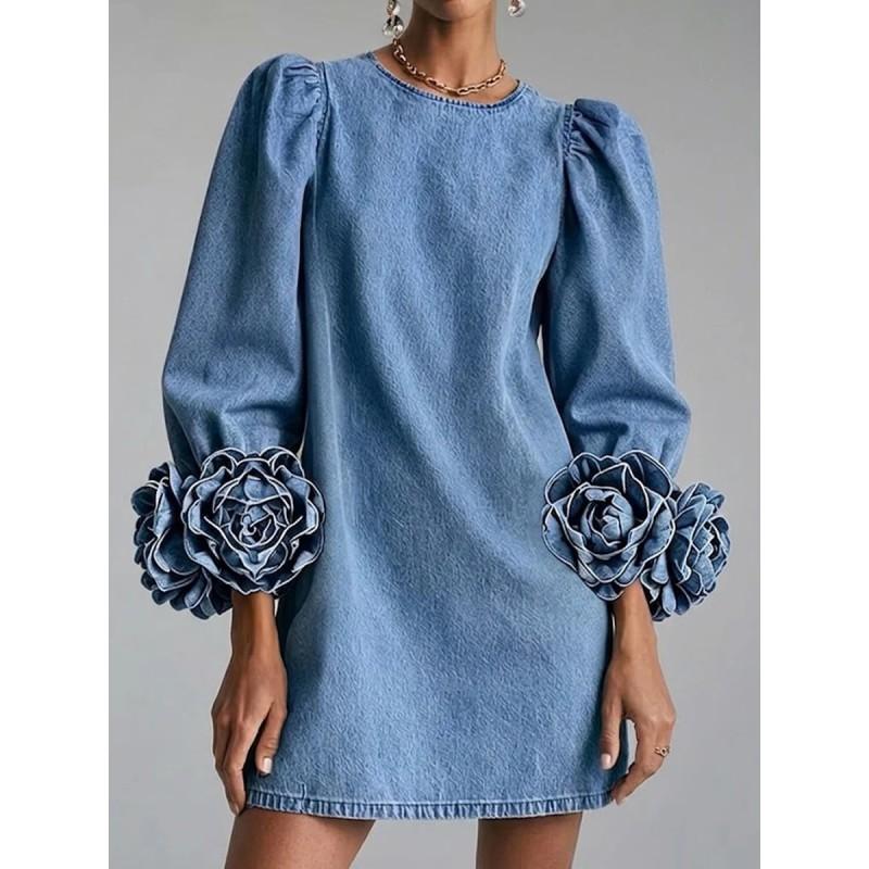 2026 Floral 3D Rose Puff Sleeve
