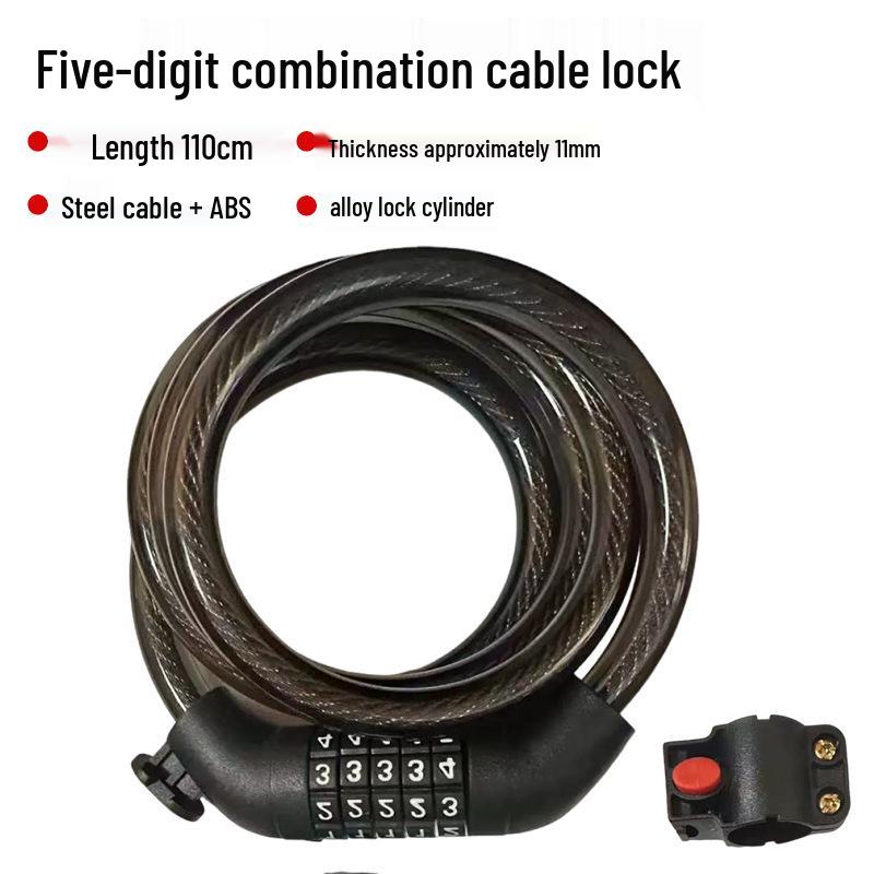 Five-Digit Combination Bicycle Lock: Portable Anti-Theft Steel Cable for Bikes and Electric Vehicles.