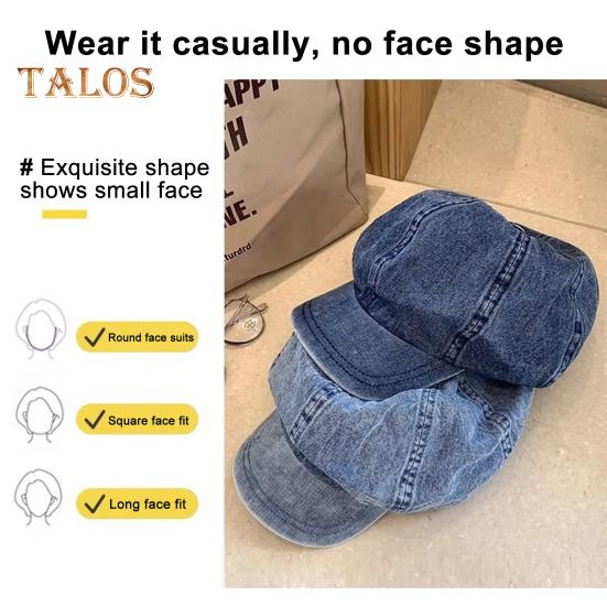 Ladies Octagonal Hat Baggy Retro Cowboy Solid Color Lightweight Long Brim Breathable Sun Protection Anti-UV Photo Prop Painter Hat Summer Beret