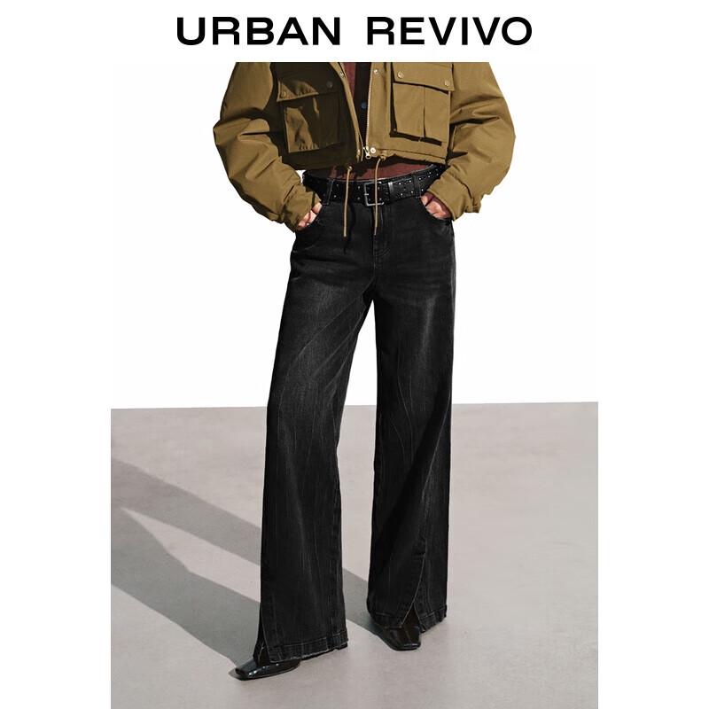 UR 2025 Winter Women's Wide-Leg Denim Pants with Belt