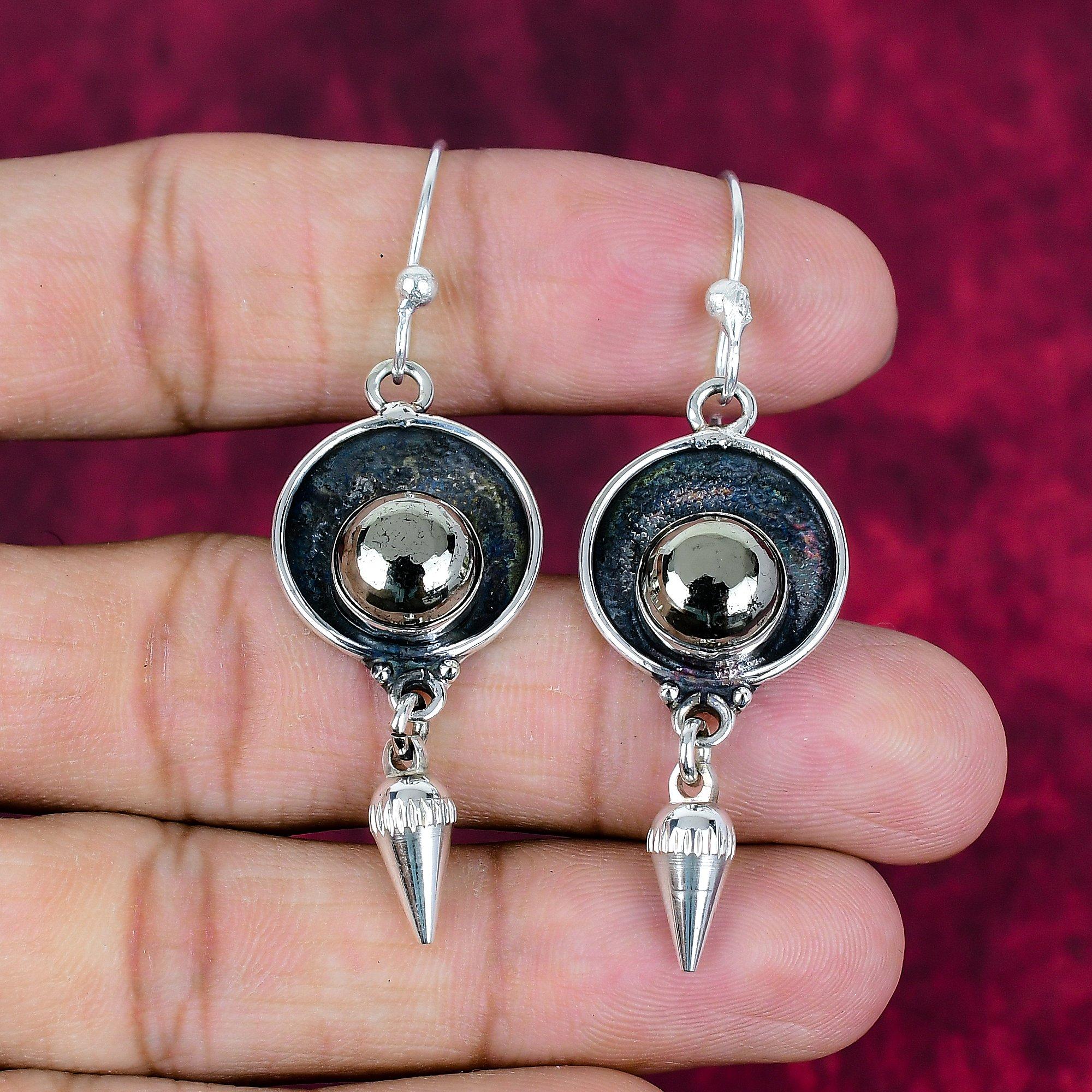 

Золотые серьги с пиритом, ювелирные изделия ручной работы из драгоценных камней, серьги из стерлингового серебра 925 пробы, антикварные ювелирные изделия, для подарка на помолвку 2.36 Inches золотистый