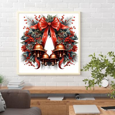 5D DIY Plný kulatý vrták Diamantová malba Vánoční věnec Kit Domácí dekorace