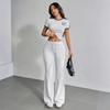 2025 Autumn European & American Women's High Waist Drawstring Flare Pants
