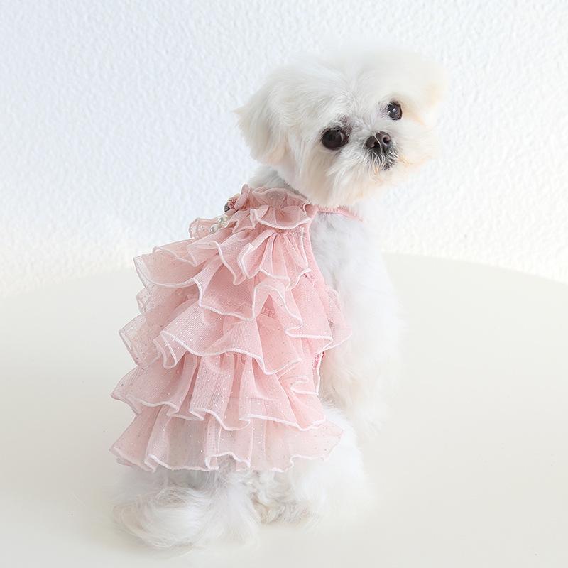 3 Piezas Vestidos De Princesa Para Perros Vestido Con Nudo Y Lazo Para Cachorros Vestidos De Tutu Para Mascotas Vestidos De Verano De Malla A Rayas Para Cachorros Y Perros