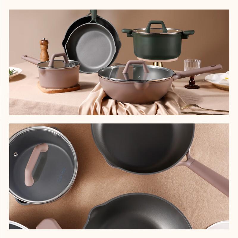 Carote Non-Stick Deep Frying Pan Titanium Steak Pan Household Induction Cooker Frying Egg Pan 24Cm