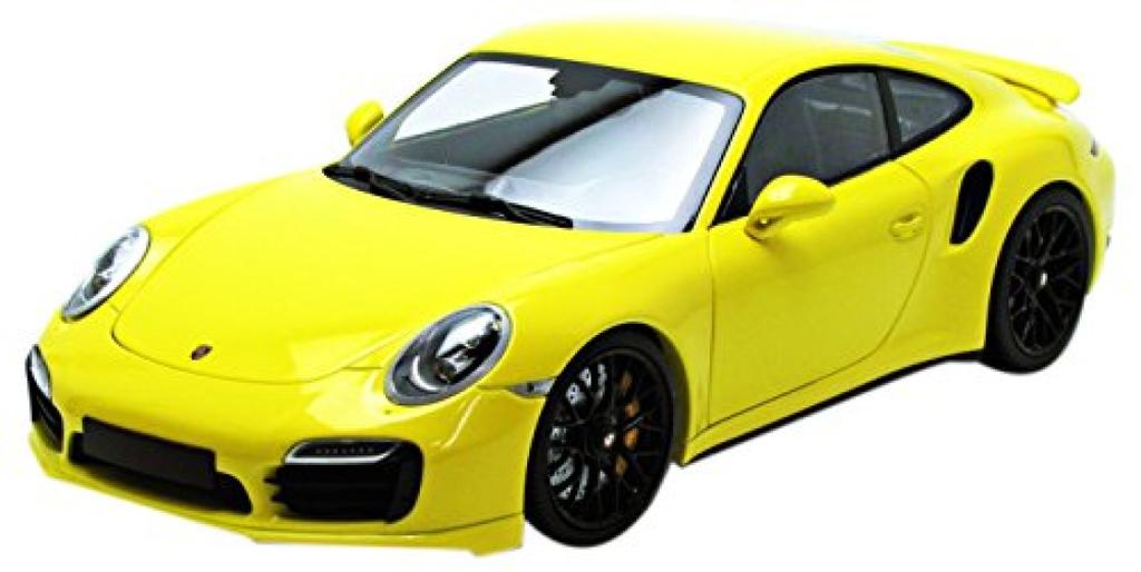 scale Minichamps Porsche 911 Turbo S 2013 Yellow with Black Wheels 1/18