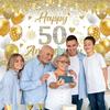 50th Wedding Anniversary Banner Decorations, White Gold Happy 50 Anniversary Party Supplies, Golden 50 Th Wedding Anniversary Decorations Decor