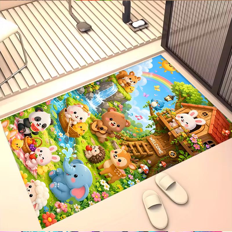 Masha and The Bear Print Rug, Washable Floor Carpet, For Entryway Dorm Laundry Room Office Study, Home Decor Birthday Christmas Gift