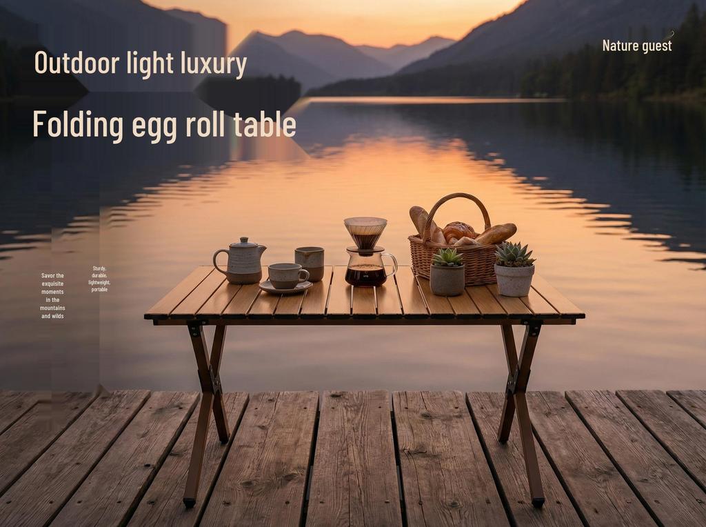 Portable Folding Aluminum Camping Table with Storage Bag and Chairs