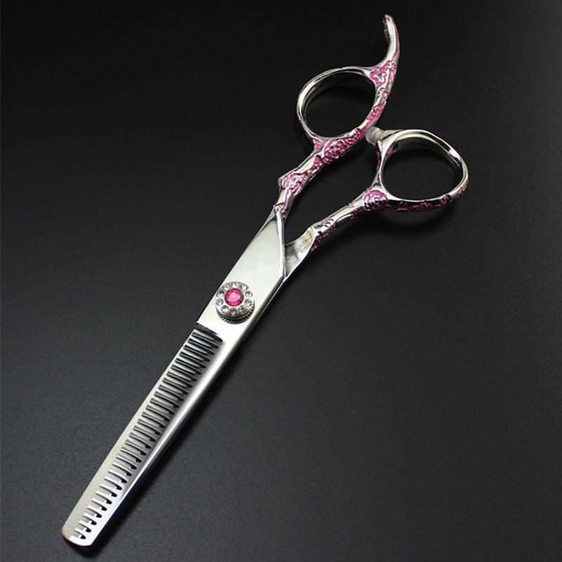 Ciseaux en acier 6 pouces Rose Rose Ciseaux à cheveux Coupe de cheveux Amincissement Ciseaux de coupe de barbier Ciseaux de coiffure
