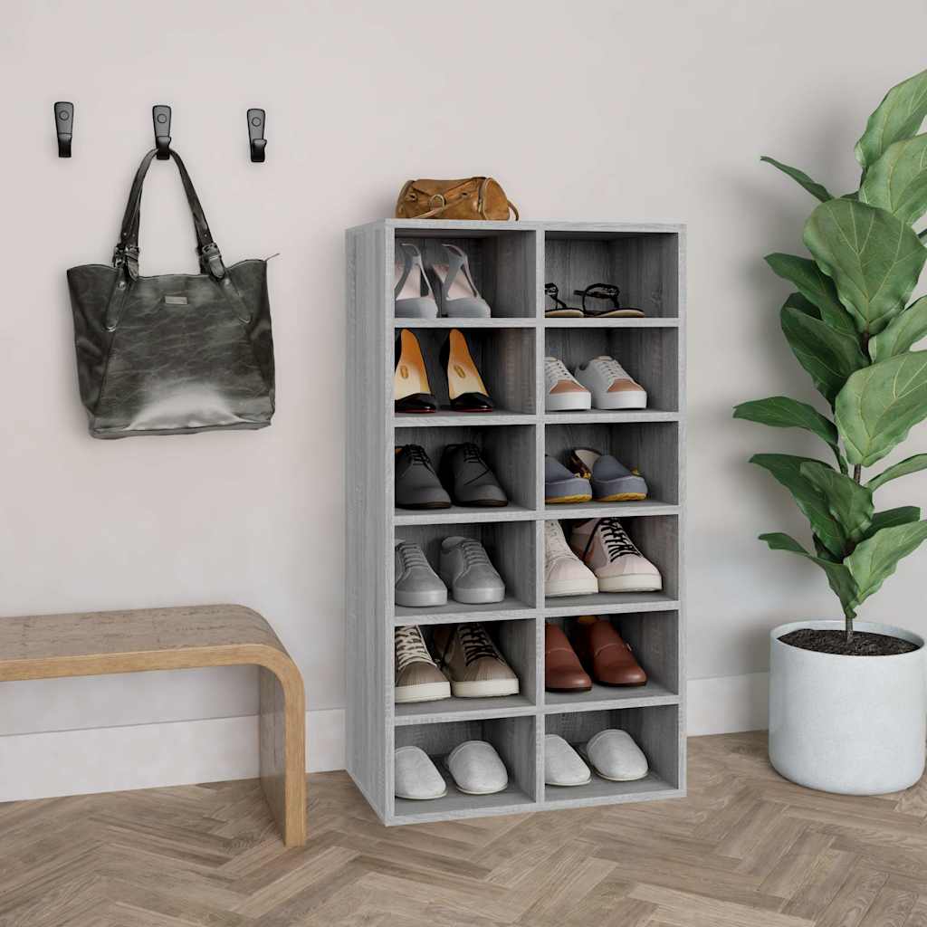 vidaXL Schuhregal Grau Sonoma 54x34x100,5 cm Holzwerkstoff
