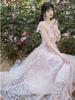 Woman Causal Elegant Long Party Dress French Strap Mesh Dress Sweet Elegant Fairy Dress White Porm Wedding Party Dress