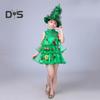 Children Christmas Dress Multi Pendant Decor Scattered Cake Hem Sleeveless Stand Collar A-line Cosplay Stage Show Performance Mini Dress