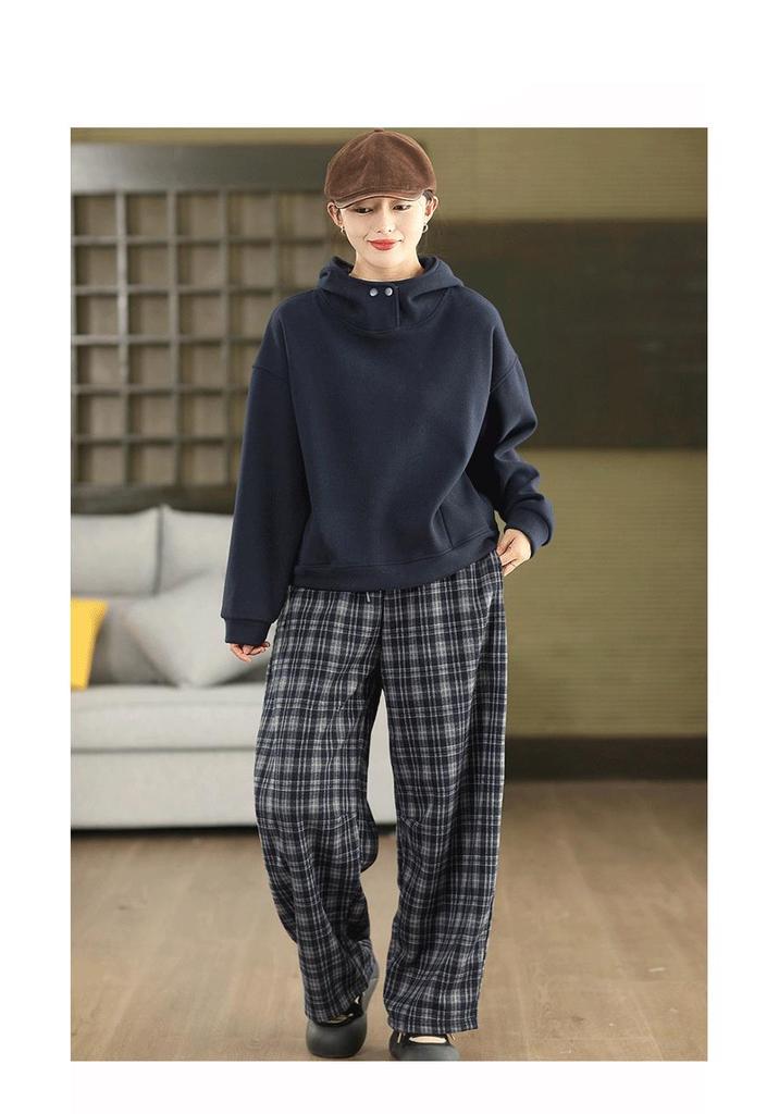 2025 Women's Winter Fleece-Lined Cashmere Cotton Hooded Knit Sweatshirt - Warm Casual Pullover