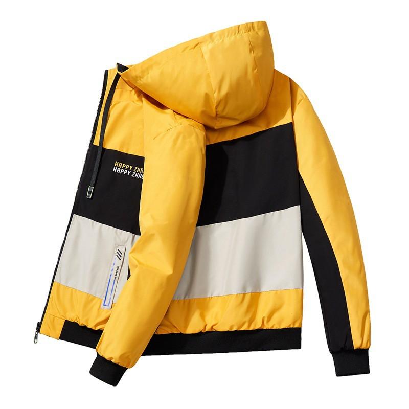 Mens Lightweight Breathable Cycling Jacket With Hooded Design Color-Block Style Outdoor Sport Wear