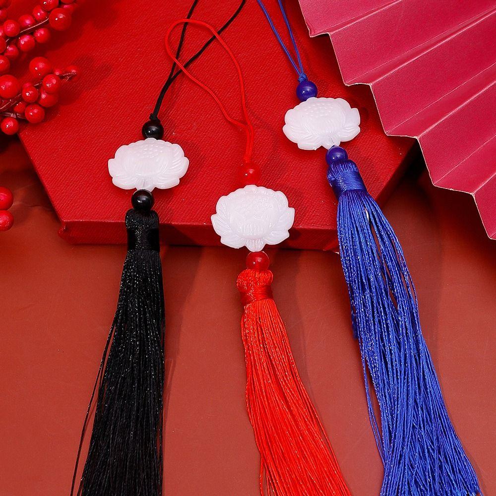1Pcs Lotus Tassels Jade Beads Tassel Ancient Chinese Style Knot Tassels Pendant New Silk Tassels