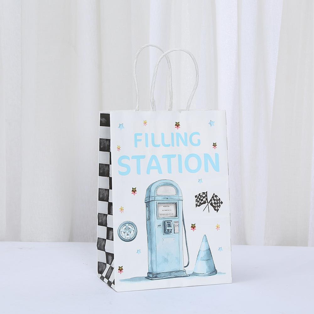 10/24pcs Race Car Paper Tote Bags Reusable Treat Bags for Kids Party Return Gifts Candy Cookies