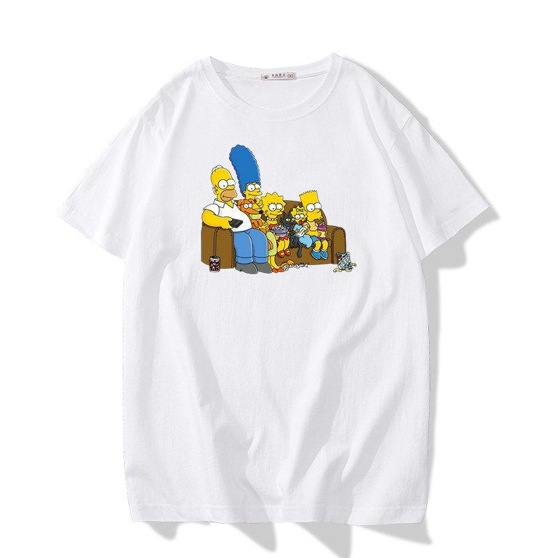 Fashion Disney Cartoon Simpson Oversized Tshirt Summer Blouses Ladies Unisex White Tees Tops Short Sleeve Blouses Women YK Tshirt