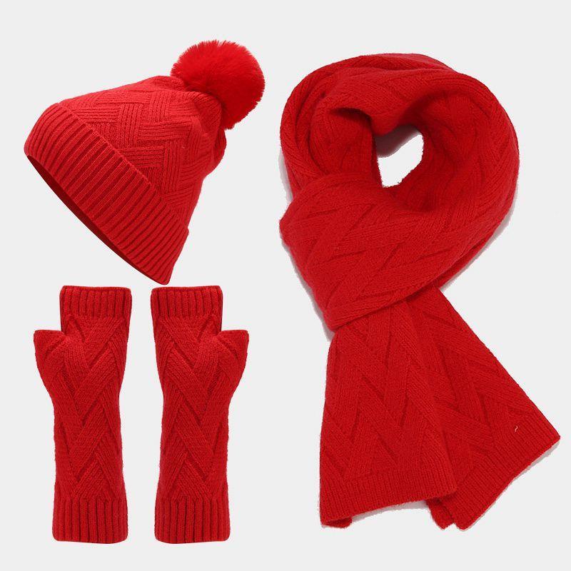 Knitted Autumn Winter Hat Gloves Scarf Set For Women And Men With Warmth And Style