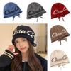 Printing Pattern Letter Beanie Knitted Cap For Women Windproof Warm Breathable