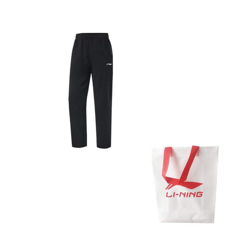 Li Ning Casual Pants Unisex Black Moderate Straight Fit Pants QWER71-2