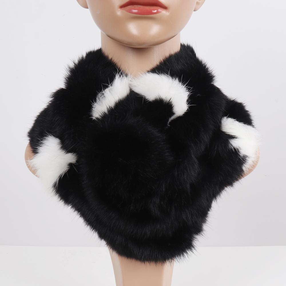 Neuer Damen Winter Schal aus echtem Kaninchenfell Handgestrickt Echte Kaninchenfellschals Damen Qualität Warm Echter Kaninchenfell Schal