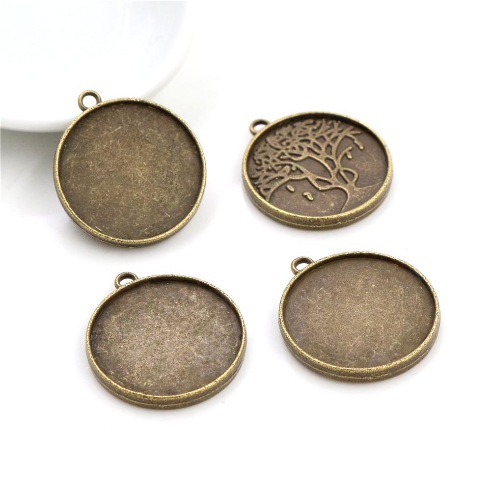 10pcs 20mm Inner Size Classic 5 Colors Plated One Sided Double Hanging Simple Style Cabochon Base Setting Charms Pendant