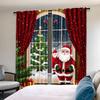 Set Of 2 Joyful Christmas Patterned Curtains Holiday Designed Polyester Filter Family Windows Curtain