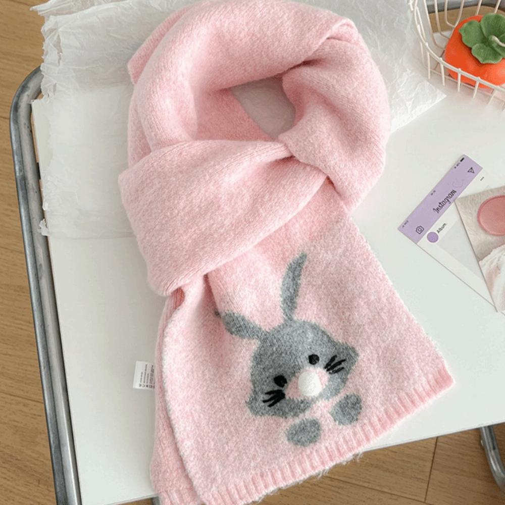 Sweet Cashmere Knitted Scarf Colorful Winter Neck Warmer Panda Cartoon Embroidery Scarf  Daily