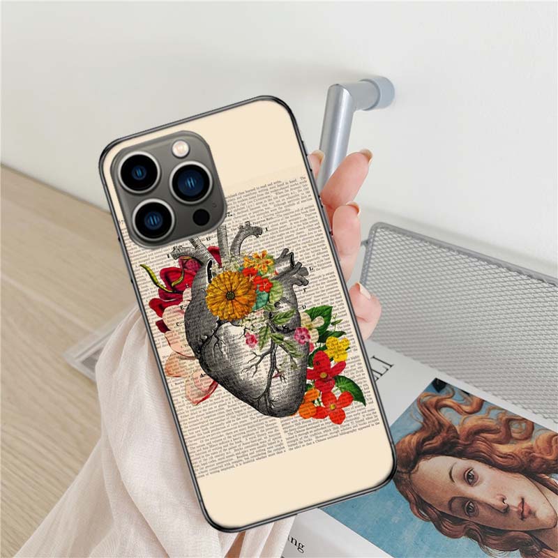 Medical Human Organs Brain Meridian Kidney Phone Case For Apple Iphone 16 15+ 17 Pro Max 14 Plus 16E Air 13 12 Mini Clear