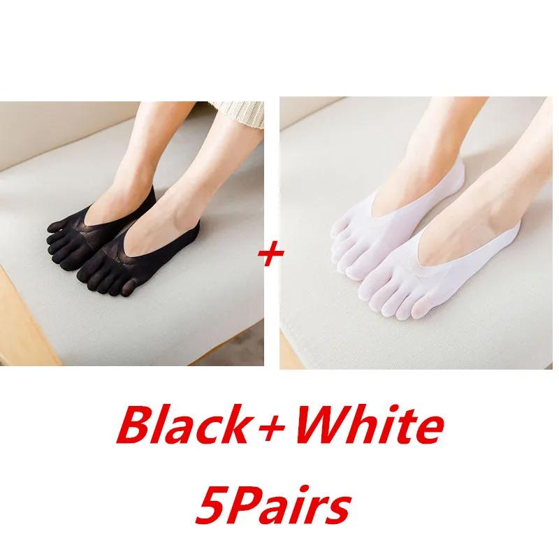 1/3/5 Pairs/Lot Women Summer Five-Finger Socks Ultrathin Funny Toe Invisible Boat Sokken Silicone Breathable Short Low Ankle Sox